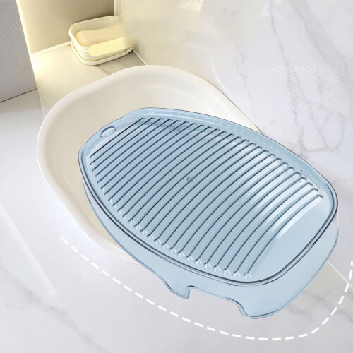 Blue PET Laundry Washboard Basin 38x24x6cm Multi-Functional 2