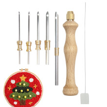 Embroidery Needle Wooden Handle Adjustable Cross Stitch Set For Beginners Sewing Thread Yarn Christmas Crafts