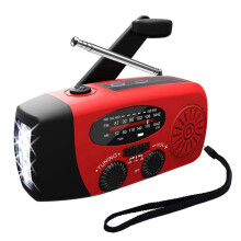 Hand Crank Emergency Weather Radio with Solar Powered NOAA AM FM Receiver, Portable Radio Featuring 3 LED Flashlight, Built-in Power Bank for Cellphon