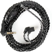 Cabo de atualização para monitores intra-auriculares, plugue em ângulo reto banhado a ouro, fio OFC de alta pureza de 2 metros com microfone
