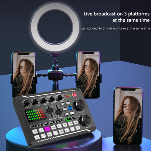 Κάρτα ήχου Live με διεπαφή ήχου, εφέ μίκτη DJ και εναλλάκτη φωνής για podcasting, 2