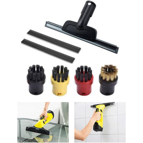 Steam Cleaner Attachment Set 7 Piece With Squeegee Glass Scraper Brushes Multi Surface Cleaning 2
