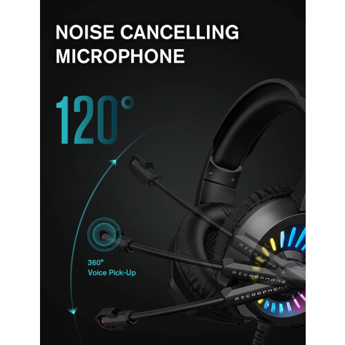 Casque de jeu ergonomique, compatible multiplateforme pour une expérience de jeu optimale, micro antibruit, volume réglable. 1