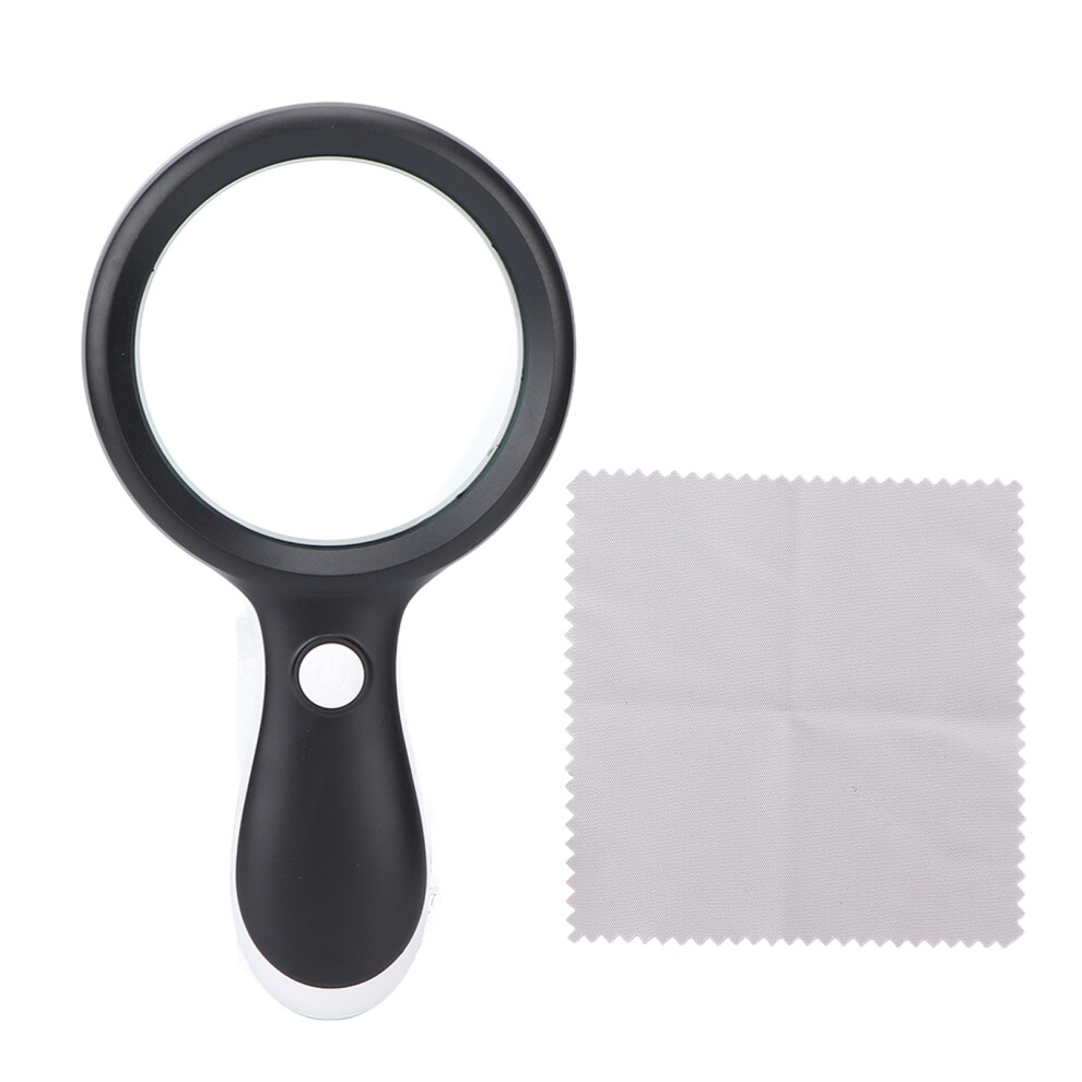 LED Illuminated Magnifying Glass, 10X Handheld Large Lens Magnifier With LED Lights For Reading Seniors Inspection Jewelry And More Perfect Gift For