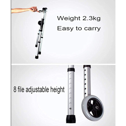 Walker for Seniors Adjustable Height Foldable Aluminum Frame with Wheels for Elderly Mobility Aid 1