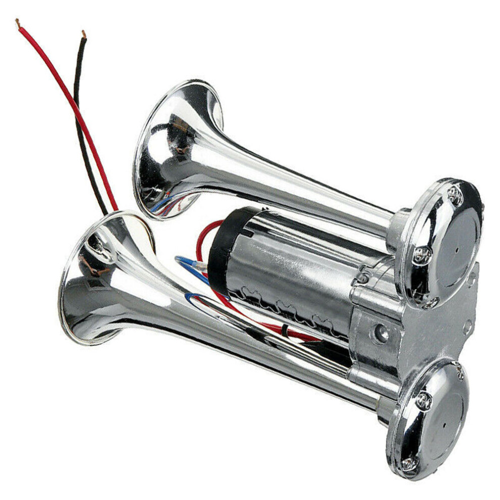 150Db Electric Car Horn Dual Trumpet 12V Chrome Zinc 275X175mm 4651378466200