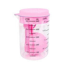 (1set, Pink) Clear Measuring Cups And Spoons Set 6-Piece Stackable With Hooks Shatterproof High-Strength PVC For Precise Cooking And Baking