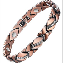 Women's pure copper magnetic bracelet, 3500 gauss magnets, adjustable bracelet with copper crystal