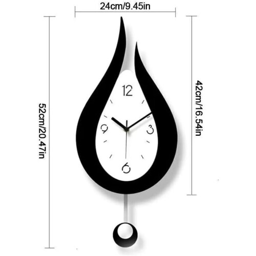Modern Acrylic Wall Hanging Pendulum Waterdrop Silent Clock Silver, Waterdrop Design, Quiet Movement, Home Decor Clock 1