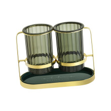 Golden Green Chopsticks Holder Nordic Design Flatware Organizer For Forks And Spoons Rounded Corners Utensil Drainer