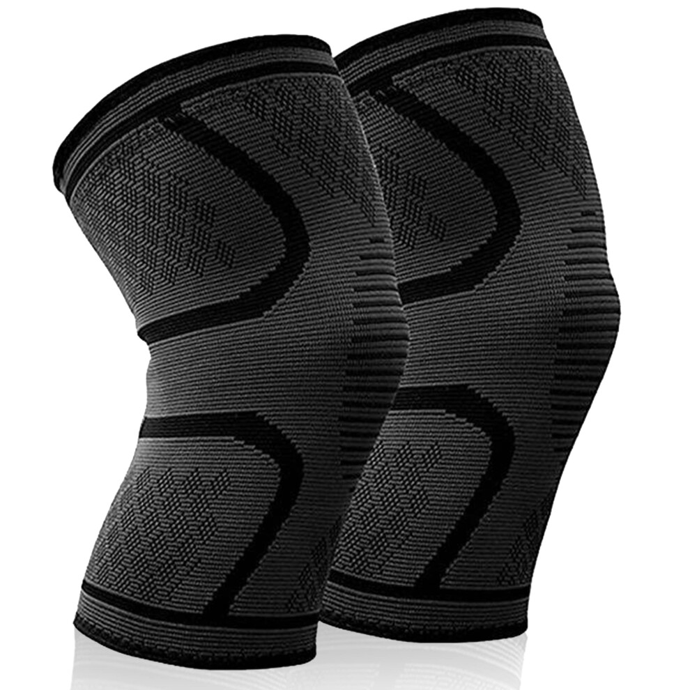 Black Knee Brace 2 Pack For Arthritis Pain Relief With Compression And Nonslip Grip, 2XL