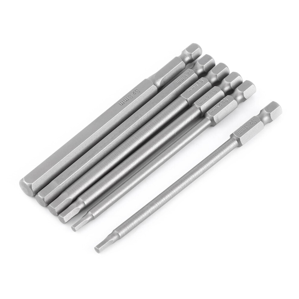 Magnetic Screwdriver Bit Set 6Pc 100Mm Hex Head 1/4 Hex Shank S2 Steel Durable For Electric Screwdrivers Hand Drills 9199774494496