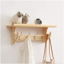 Rustic Wall Mounted Coat Rack Vintage Metal Hooks Wooden Shelf Entryway Organizer Coats Hats Accessories