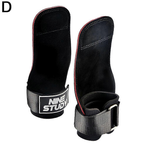 (Black 3 layers) Gym Gloves Three Fingers Cowhide Weightlifting Workout Hand Palm Protector