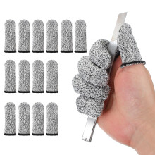 Cut Resistant Finger Cots 3 X 1.2 Inch, 14Pack, Reusable AntiCut Finger Sleeves For Kitchen, Food Prep, Garden, Grey