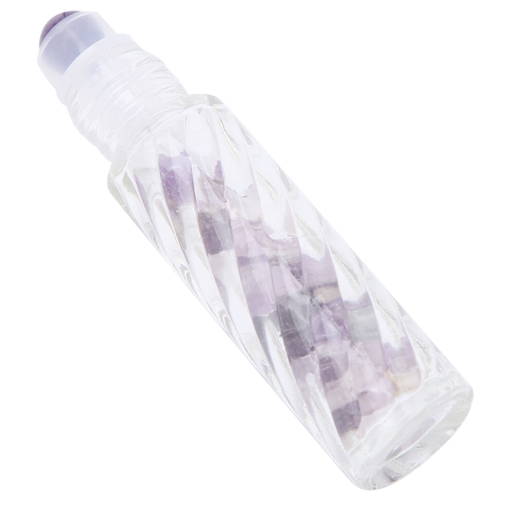Portable 10ml Amethyst Glass Essential Oil Roller Bottle with Crystal Stone Cover