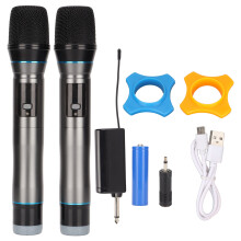 Wiederaufladbares Dual-UHF-Mikrofonsystem, vielseitiges drahtloses Mikrofon für den professionellen Einsatz, klare Klangübertragung für Karaoke,