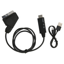 Adaptér SCART na HDMI, multimediálny prevodník SCART na HD typu „plug and play“, bez inštalácie ovládačov, napájanie cez USB, HD kvalita