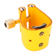 Tenor Sax Ligature Fastener Artificial Leather Adjustable Yellow for Saxophone