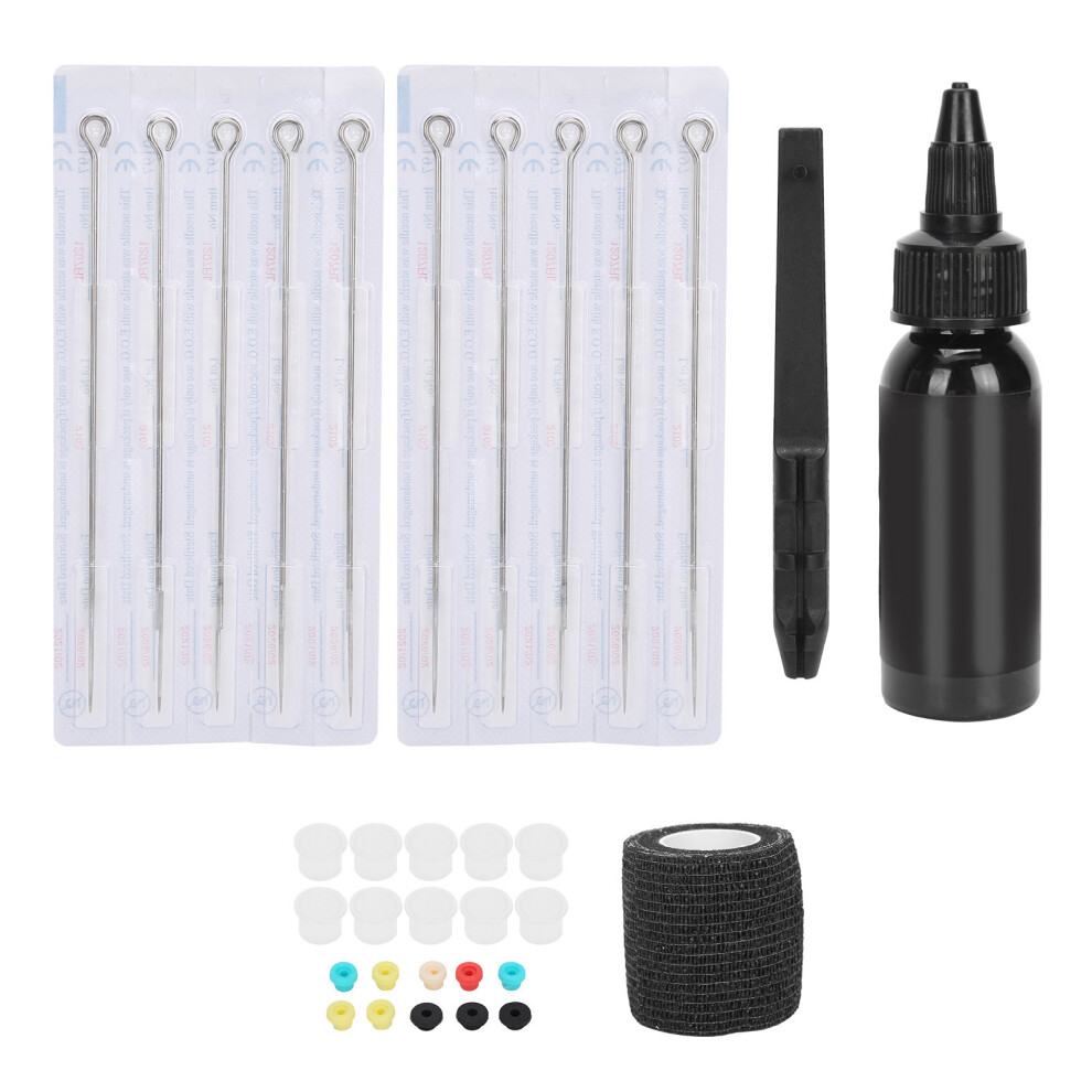 Elegant Tattoo Kit, Medical Stainless Steel Needles for Professional Stick and Poke Tattoos, Including Practice Skin & Disposable Gloves