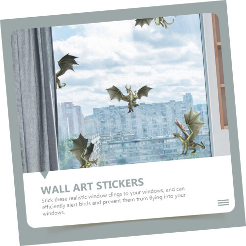 Window Stickers Dragon Decal 6Pack Removable Window Decals Collision Warning For Home Decor Easy Apply 2