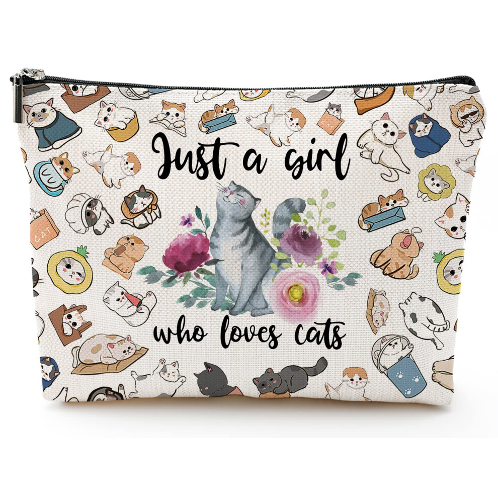 Animal Makeup Bag For Cats Cat Themed Cosmetic Pouch Travel Zippered Organizer