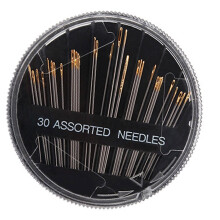 Sewing Needle 30Piece Alloy Set With Protective Round Case Black Round Disk Needle Case For Fashion Designers