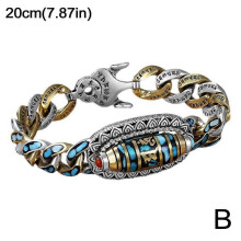 (UK, 2) Turquoise Six-Character Mantra Nine-Eyed Dzi Bead Bracelet For Meditation Good Luck Protection Positive Energy Adjustable Sizes