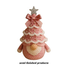 (One-size, Pink) DIY Christmas Crochet Kit For Beginners Complete Santa Elf Ornament Making Set With Yarn Hook