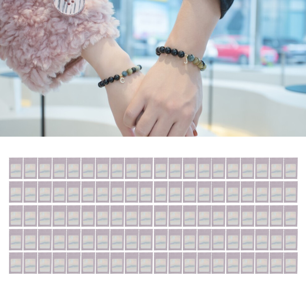 Purple 100Pcs Holographic Odor Proof Pouches 7.5X12cm Lip Gloss Bags