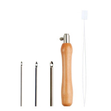 Embroidery Punching Needle Set Wooden Handle Pen Style For Beginner Stitching Craft Handcraft Needlework