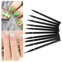 10 pièces kit de pinceaux pour nail art liner gel UV poignée noire