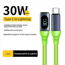 (5pcs, 30W) For 30W Smart Digital Display Data Cable PD Fast Charging USB C Cable with E-Marker Chip 240W Max Power 480Mbps Data Sync Green