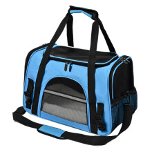 Pet Carrier Bag Breathable Cat Carrier Travel Bag Portable Outdoor Shoulder Bag Subway Shopping Blue