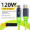 (15pcs, 120W) For 30W Smart Digital Display Data Cable PD Fast Charging USB C Cable with E-Marker Chip 240W Max Power 480Mbps Data Sync Green 1