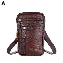 (Butterfly, Coffee) Leather Phone Pocket For Men Multifunctional Chest Waist Bag Crossbody Shoulder Strap For Outdoor Sports