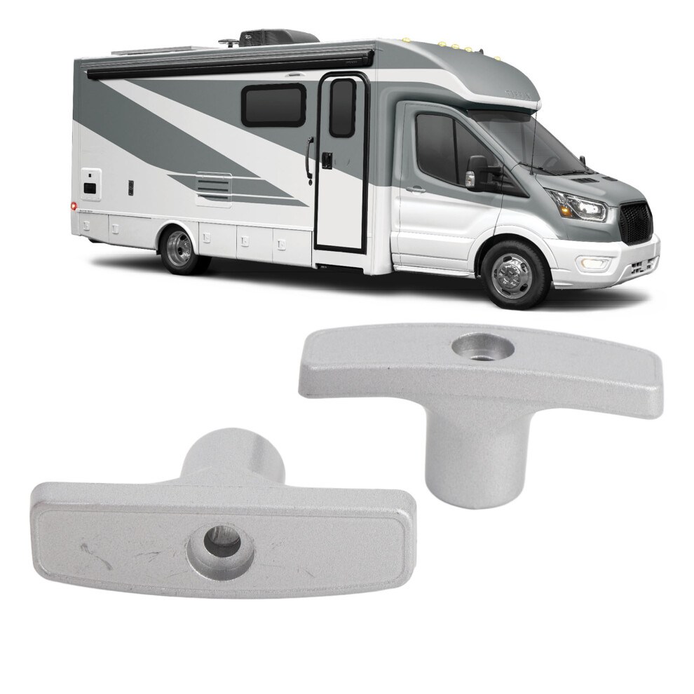 2Pcs Abs Rv Waste Valve Handle Set For Extension Rods With Nuts & Gasket Gray 9321378486137
