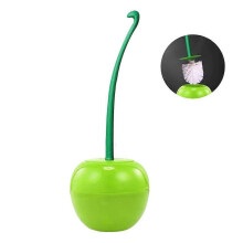 (1pcs, B) Cherry Toilet Brush Set Adorable Design Deep Cleaning Bristles Space Saving Stand Durable Multi Functional Bathroom Cleaning Supply