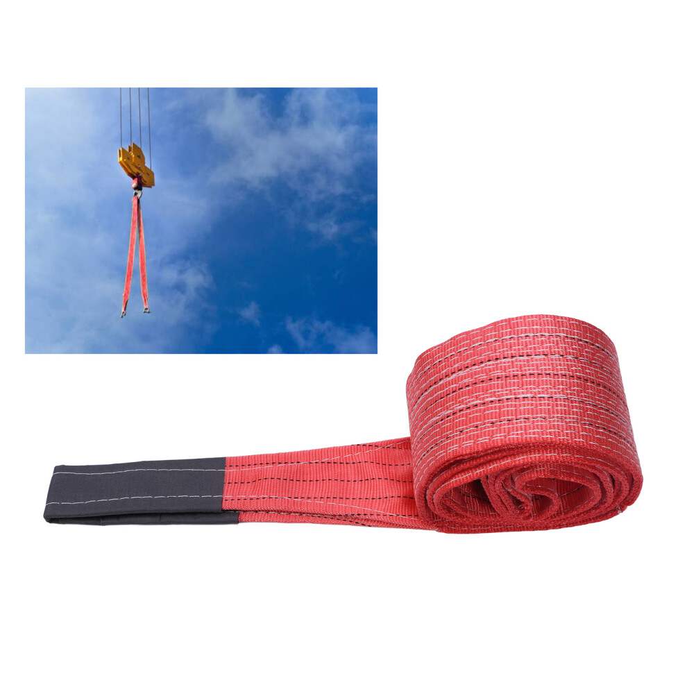 Red Rigging Lifting Strap 5T 4M Polyester Hoisting Towing Sling 4261378488685