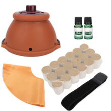Draagbare moxibustie-instrumenten met siliconenlaag, roestvrijstalen moxibustiepot van keramiek voor thuistherapie, warmtetherapieset inclusief
