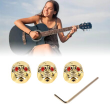 Skull-Design 3 Stück Metall-Gitarrenknöpfe, Volume- und Tone-Kappen für E-Gitarre GD305 Gold