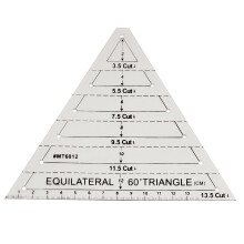 Ruler Equilateral Triangle, 6 Sizes (212 cm), 0.75 cm Seam Allowance, Clear Classic, For Quilting, Papercrafts