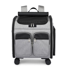Cat Backpack Travel Trolley Bag Draw Bar Pet Stroller Travel Carrier Grey Cage