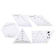 Quilting Ruler 5Piece Set, Transparent Acrylic Patchwork Templates, Measuring And Cutting Tools For Sewing Craft