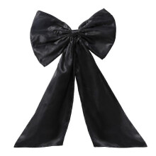 (1pcs, Black) Satin Bow Party Decorations Kit for Birthdays Weddings Baby Showers Reusable Fade Resistant with Banners Balloons Table Runners