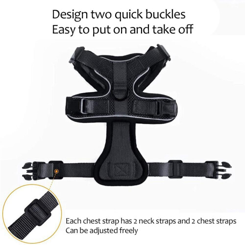 Escape Proof Cat Harness with Leash, Adjustable Nylon, Black