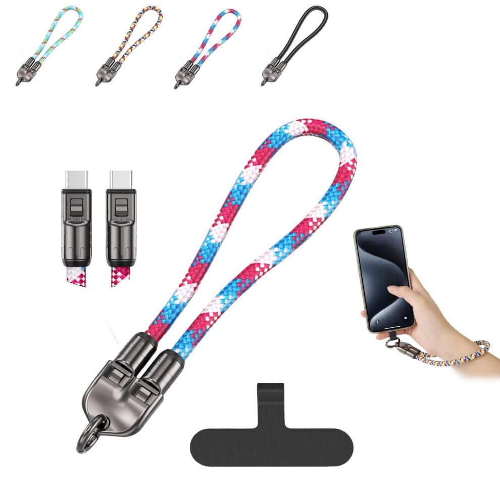 C To C 240W Charging Cable Wearable Bracelet Design, Crossbody & Wrist Strap, 0.3M Usbc Fast Charger Pink 9094768748664