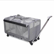 Cat Backpack Foldable Pet Trolley Case Large DoubleLayer Portable Breathable Dog Carrier Bags Grey