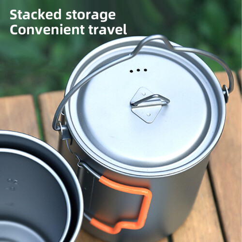 Stackable Titanium Camping Cups 450ml & 750ml Portable Outdoor Travel 2