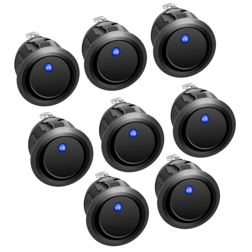 Toggle Switch 2Position On/Off With Led Dpst 3Pin Rocker 12V 20A Pack Of 8 For Car Home Appliances Blue 9094768761328